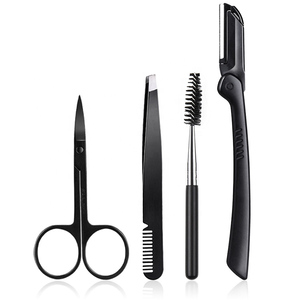 Super Oferta: Set Ecológico de 4 Piezas para Cejas en Negro, Incluye Tijeras, Pinzas, Cepillo y Cuchilla - Product Image 1