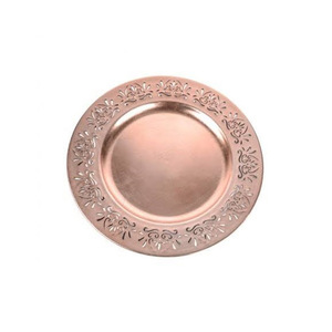 Luxueux plat de service de bonne qualité et assiette couleur or Rose forme ronde assiette de chargeur Design classique pour ferme fabriquée à la main - Product Image 1