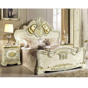 Taburetes laterales de cama tallados Queen blancos modernos Camas de madera de teca con acabado blanco real Precio barato Mesitas de noche Decoraciones de boda - Product Image 1