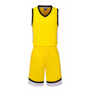 Uniforme de baloncesto deportivo para hombre amarillo 100% poliéster transpirable y de talla grande nuevo diseño OEM al por mayor - Product Image 1