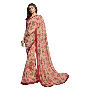 Vêtement Ethnique Indien Pakistanais Saree Femmes Porter Conception Dentelle Bordure Soie Imprimé Sari Fête Porter Mariage Festival Surat Vente En Gros Ethnique - Product Image 5