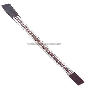 Banda ostentosa de piel de grano de alta calidad, banda decorada con cadena de diamante multicolor y perlas, banda brillante para cejas en forma recta - Product Image 3