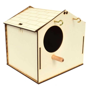 Nid en bois blanc 4 pièces à dessus ouvert avec <span class=keywords><strong>cage</strong></span> élégante pour animaux de compagnie - Product Image 3