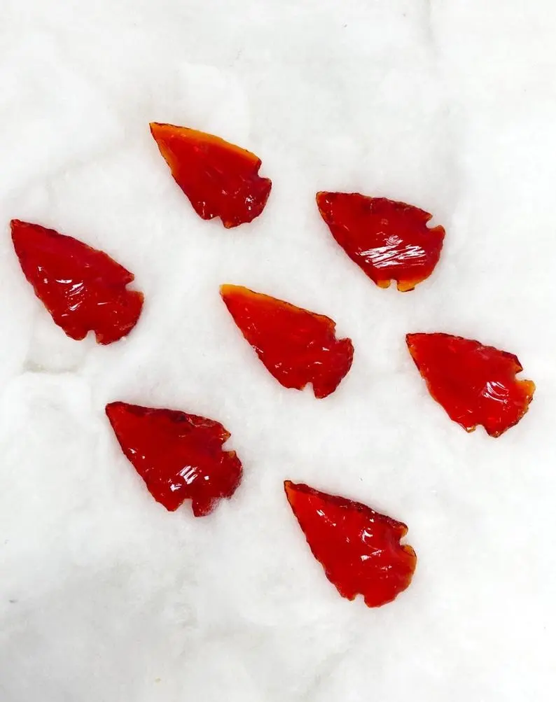 Red Glass Arrowhead Points Spearhead Jewelry Making And Wire Wrapping Beautiful Display Piece Gemstone Arrowhead