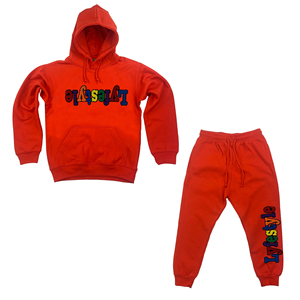 Haute qualité garçons hiver infantile enfant en bas âge conception personnalisée Chenille Patch à capuche survêtements ensembles survêtement - Product Image 3