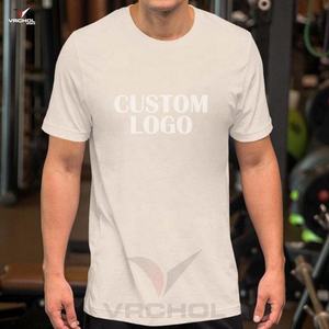 100% coton o-cou Gym t-shirt grande taille musculation vêtements respirant anti-boulochage maillot vêtement teint avec un design vierge - Product Image 1