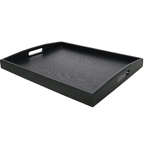 Plateau de service rectangulaire unique en métal galvanisé noir Design élégant Présentoir de petit déjeuner parfait Pièce de service élégante - Product Image 1