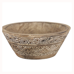 Tazón para servir ensalada o frutas Acabado de nogal Cuencos de madera Decoración de mesa Galletas Cuenco para servir Uso de catering en hoteles - Product Image 1