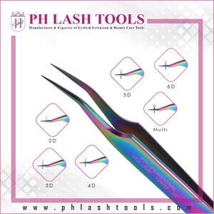 Pincettes multicolores pour Extension de cils en acier inoxydable, pinces à épiler pour volume et isolation de 12mm à 35 degrés, possibilité d'étiquette privée - Product Image 4