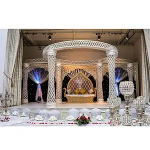 Ispirazione Avorio Da Cerimonia Nuziale di Cristallo Mandap Decorazione Da Sposa A Prezzi Accessibili Bianco Regina Mandap Indù Nozze di Diamante di Cristallo Tagliato Mandapam