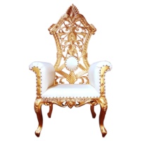 Chaise de trône français baroque sculpté en bois cadre doré tapisserie d'ameublement en velours blanc 180cm de haut pour manger loisirs hôtel salon utilisation