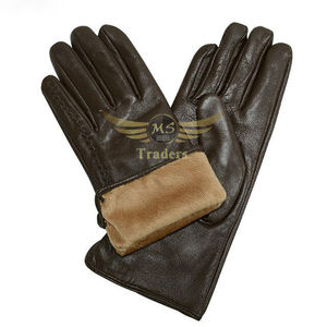 Vente en gros d'écrans tactiles en PU noirs à la mode pour hommes gants d'hiver en cuir chaud pour hommes en fourrure - Product Image 3