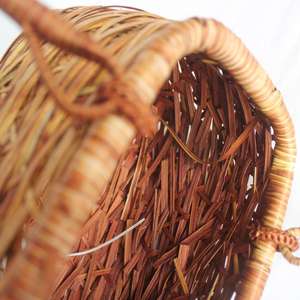 Bolso de paja de ratán natural vintage con dos asas Tipo de cierre abierto - Product Image 4