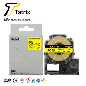 Tatrix LK-4YBA5 BLK-3YBA5/BU5Y Krimpkous Label Tape Zwart Op Geel Compatibel Voor Epson & Koning Jim Label printer