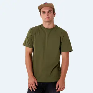 Hombres camiseta para colección de verano plan verde oscuro 100% tela de algodón