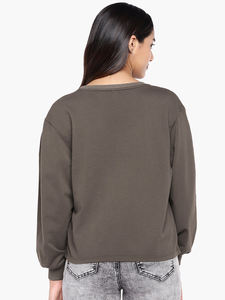 Sudadera con estampado gris para mujer, longitud corta, nuevos estilos de impresión, deportes al aire libre y ropa de fiesta, sudaderas, camisas de cuello redondo - Product Image 3
