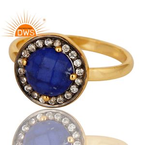 Lapislázuli-Anillo de cóctel de piedras preciosas, joyería chapada en oro de 18k, proveedor de joyería de plata de ley 925 - Product Image 2