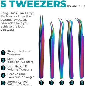 Pinzas Premium para Extensión de Pestañas, el Mejor Juego de Pinzas para Extensión de Pestañas con Pinzas Rectas, Curvas y Anguladas - Product Image 2