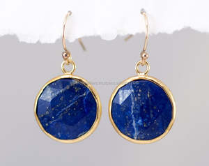 Boucles d'oreilles en pierres précieuses Lapis Lazuli, bijoux en argent sterling 925, plaqué or, fait à la main - Product Image 1
