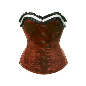 Women's High Quality Satin Plus Size Waist Trainer Corsets Double Steel Bone Slim Bodysuit Tops Button Lace Embroidery Fashion - Product Image 3