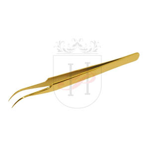 Vetus — pincettes courbées en acier inoxydable pour Extension de cils, outil classique, couleur or, étiquette privée - Product Image 1