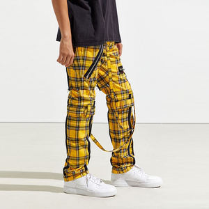 Pantalon de jogging pour hommes, personnalisé, survêtement Cargo, empilé, Hip Hop, à carreaux, sangle avec fermeture éclair, vichy, Hipster, été, 2021 - Product Image 6