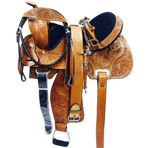 Barril de cuero prémium para carreras, conjunto de sillín de caballo occidental, tachuelas (talla de asiento de 14 "-18"), disponible en varios colores y tamaños - Product Image 1