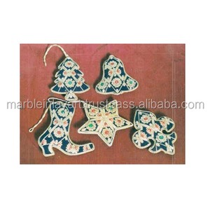 Indian Hand Made Zari Embroidery Christmas <b>Tree</b> <b>Ornaments</b> Hanging - Product Image 1