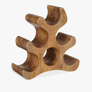 New Design Mango Wooden Texture Wine <b>Rack</b> 6 Bottles Stand Wine Bottle Holder for <b>Bar</b> Restaurant Hotel and <b>Bar</b> Decor Accessories - Product Image 2