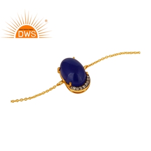Conjunto de pulsera de Aventurina circón azul y blanco, joyería, nuevo diseño, chapado en oro amarillo, proveedor de joyería de plata de ley - Product Image 1