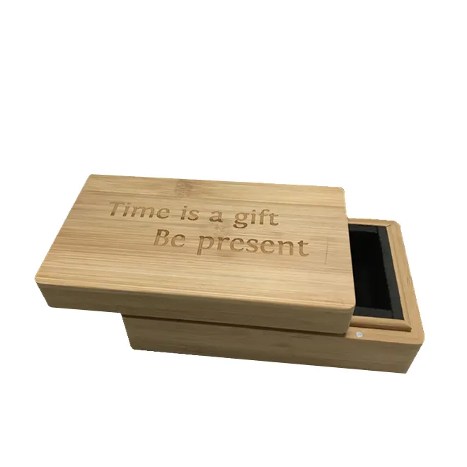 Natürliche Bambusboxen mit magnetischem Deckel Bambusholz-Speicherbox mit Samtverkleidung Holzverpackungsbox für Geschenk Schmuck Uhr Telefon
