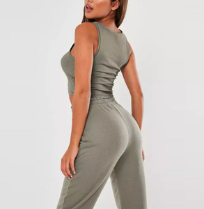 High Quality Sexy Rib <b>Sleeveless</b> Breathable Stretchy Crop <b>Top</b> for Women - Product Image 3