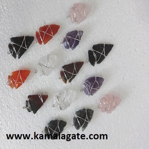 จี้หินอาเกตธรรมชาติขนาด1-1.5นิ้วทำด้วยมือคริสตัลมีค่ากึ่งมีค่าความรักแบบใช้สายคาดหัวลูกศรแบบฮั่นสำหรับห่อจักระอินเดีย - Product Image 2