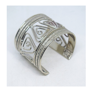 Bracelet audacieux en or massif, émail rectangulaire, bijoux ethniques indiens de printemps, coupe carrée, style robe de soirée argentée de Dubaï, Noël 1990 - Product Image 6