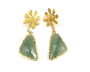 Vente chaude Amazonite Plaqué Or Pierres Précieuses Boucles D'oreilles Ensemble À La Mode Bijoux Faits À La Main Pour Les Femmes Plaqué Or Boucle D'oreille - Product Image 3