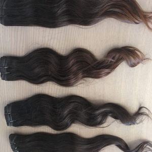 Extensiones de cabello virgen 100%, grado ninguno, procesamiento químico, estilo ondulado de cabello Remy indio, precio al por mayor, paquete de cabello humano - Product Image 1
