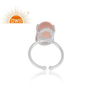 Bague de calcédoine Rose naturelle en argent Sterling, fabrication de bijoux, anneau fait à la main - Product Image 3