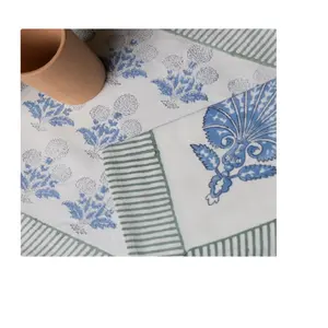 Ensemble de 6 draps de Table et 6 tapis à main en coton, imprimé Floral indien, accessoire pour le bricolage