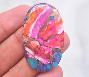 Cabochon rose et pivoine brillante, 1 pièce, orange violette et moha, pivoine de wisine, bijoux amples - Product Image 2