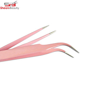 Pinzas de pestañas de acero inoxidable para mujer, pinzas de extensión de pestañas de volumen hechas a mano - Product Image 3