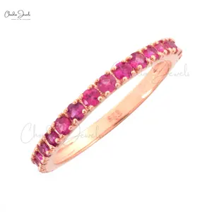 Eternity Ring at Offer Price Micron Gold Plating Custom Jewelry Manufacturer 925 Sterling Round Silver Ruby for Wedding Trendy