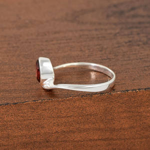 S925 Sterling <b>Silver</b> Fine Dainty Band Red <b>Garnet</b> Natural Faceted Round Gemstone Wedding <b>Ring</b> Jewelry Best Wholesale Manufacturer - Product Image 3