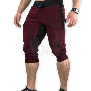 Wholesale Men <b>3</b>/<b>4</b> Capri Training Pants Drawstring Waist Zipper Pockets Contrast Panels Breathable Quick-Dry Gym Wear OEM - Product Image 3