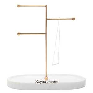 Support de bijoux en métal fantaisie avec support en marbre dernière conception support de bijoux en métal à base de marbre pour la décoration de la maison et du salon de la chambre - Product Image 1