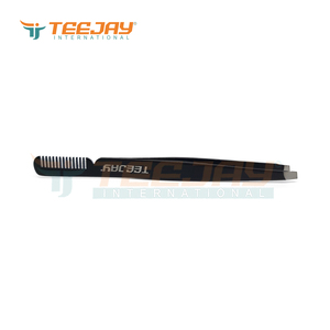 Pince à épiler professionnelle pour les yeux, embout incliné, professionnel, poudre noire, embout artisanal fin, meilleur pour traitement des sourcils, vente en gros, 1 pièce - Product Image 4