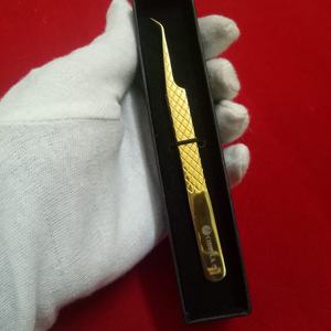 Pinzas para Extensión de Pestañas OBEXA OBT-54575444 de Acero Inoxidable de 45 Grados, Punta Puntiaguda con Agarre de Diamante, Serie Dorada, Pinzas para Volumen - Product Image 2