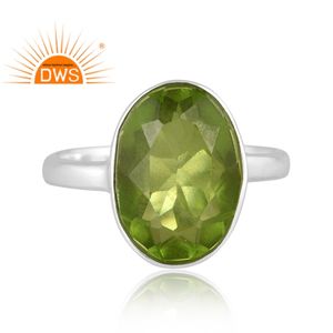 925 Plata de Ley fina doblete natural peridoto cuarzo piedra preciosa anillo apilable fabricante de joyas - Product Image 3