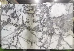 Luxury Classic Brazil White Marble Polished Invisible Grey Marble Slab For Interior Decoration
