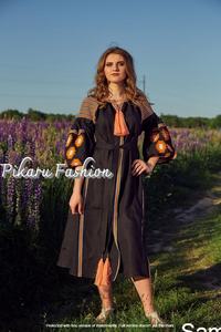 Robe de mariée traditionnelle indienne brodée pour femmes longueur Midi manches bouffantes tissé Style de créateur naturel durable lavable - Product Image 2