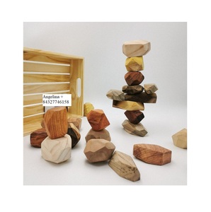 Ensemble de pierres arc-en-ciel pour enfants, jouets en bois créatifs Montessori, blocs d'équilibre, empilage - Product Image 1